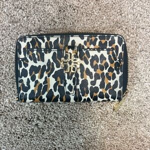 Tory Burch Leopard Print Wallet with Gold Accent
